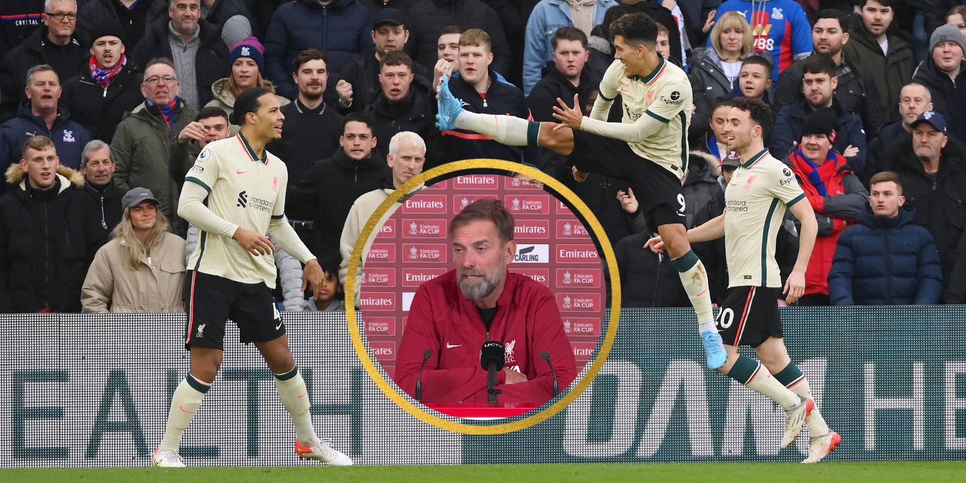 Klopp, van Dijk, Jota, Firmino
