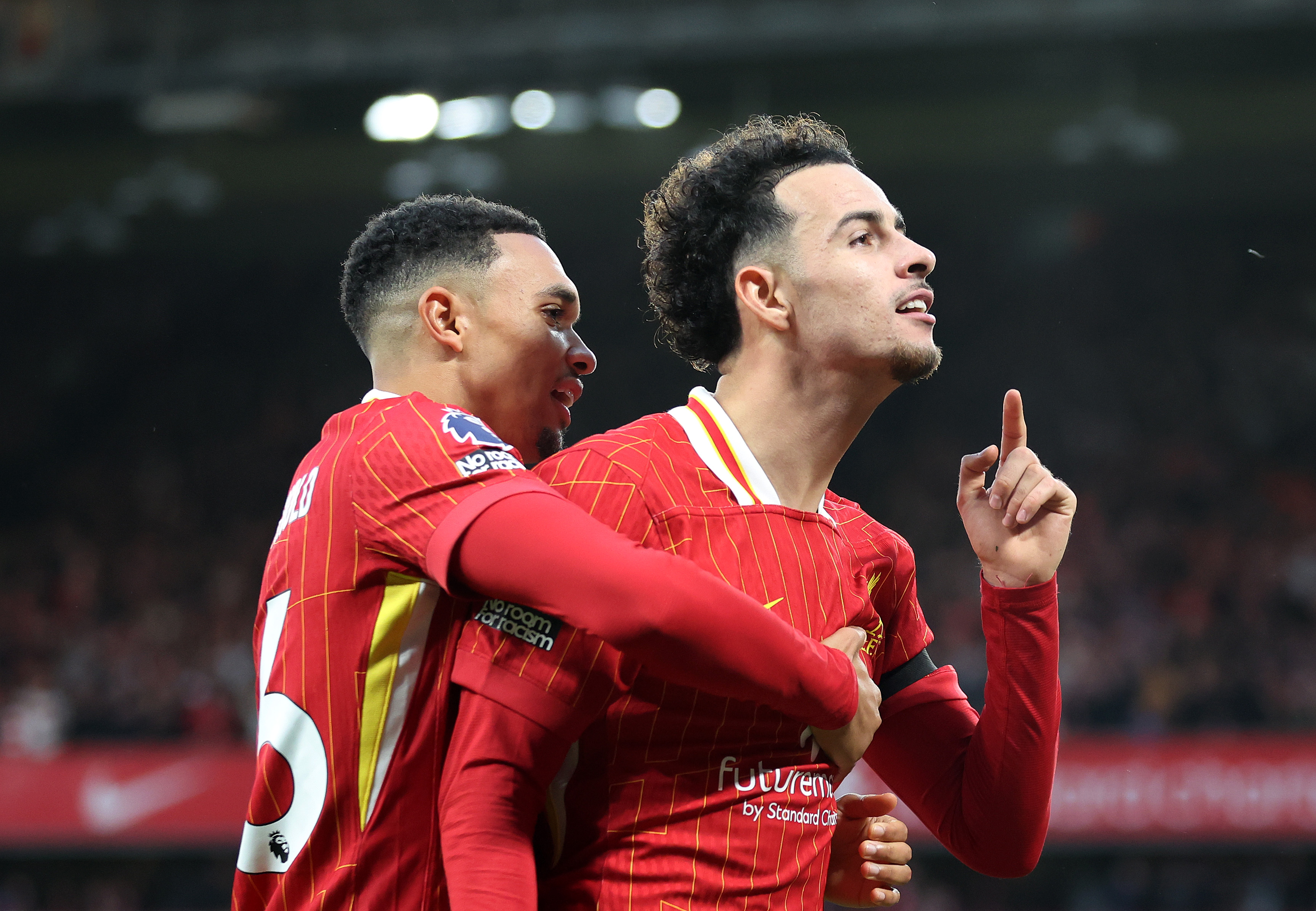 Curtis Jones celebrates his winning goal against Chelsea