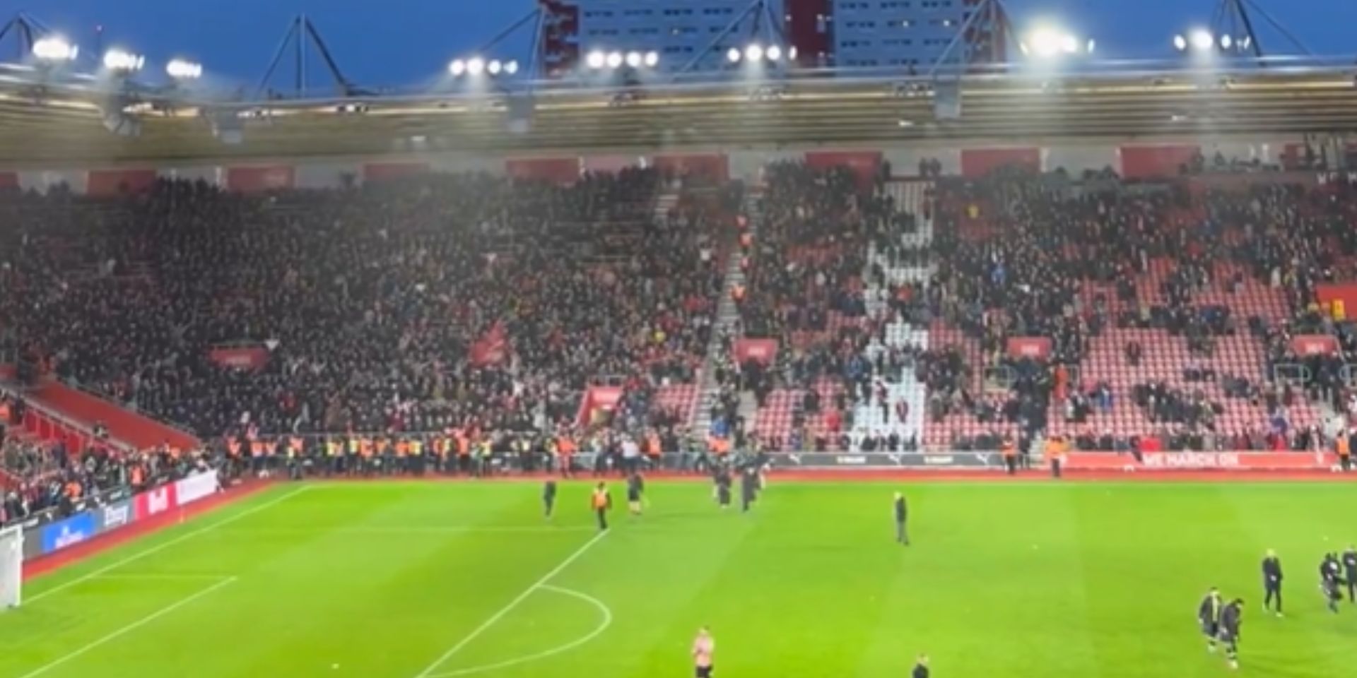 Arne Slot with Liverpool fans at Southampton