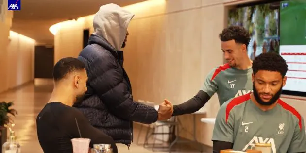 Mo Salah congratulated by Ibou Konate for his Girona goal