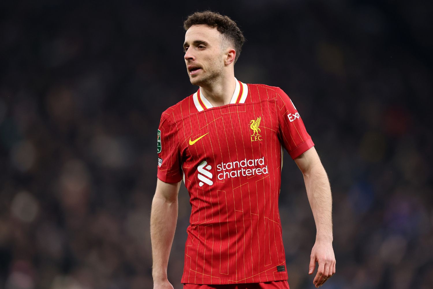 Diogo Jota playing for Liverpool against Tottenham