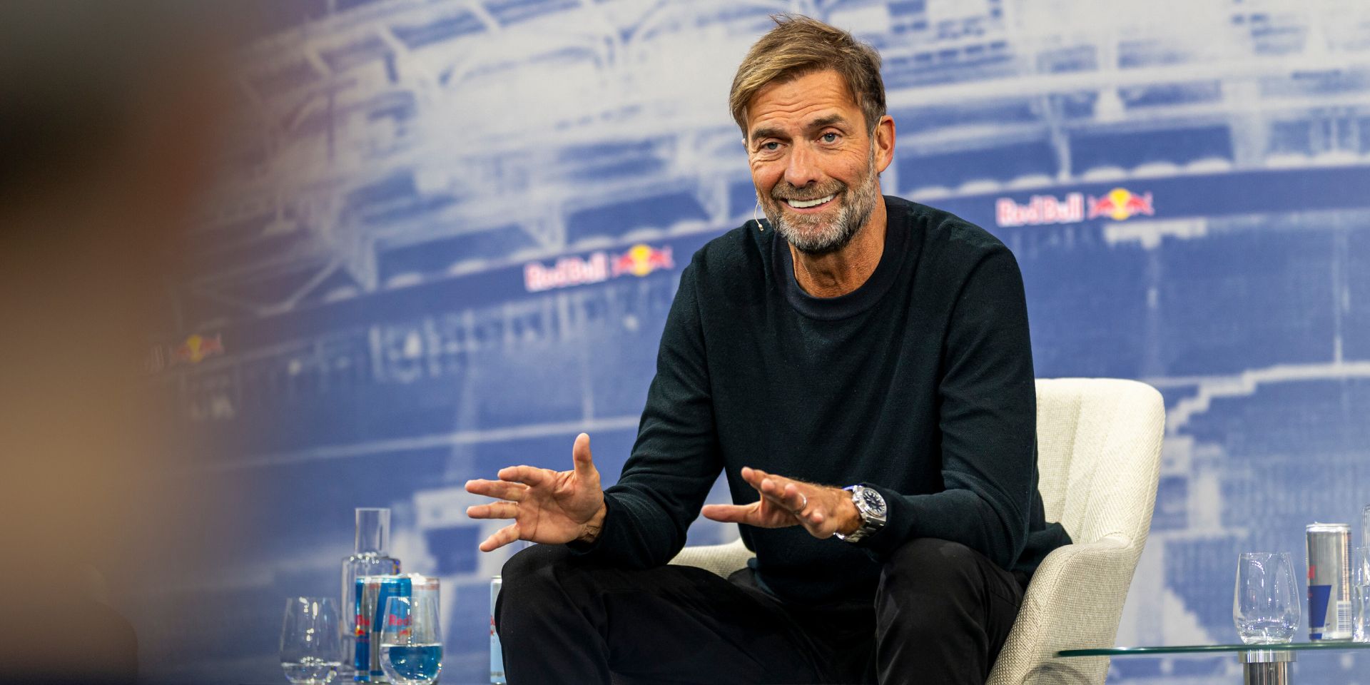 Jurgen Klopp faces the press for Red Bull