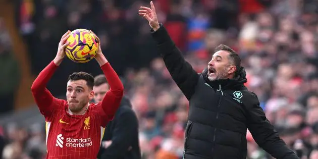 Vitor Pereira manages Wolves at Anfield