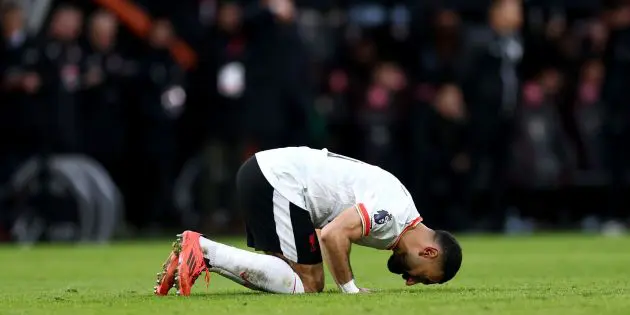 Mo Salah after scoring against Bournemouth