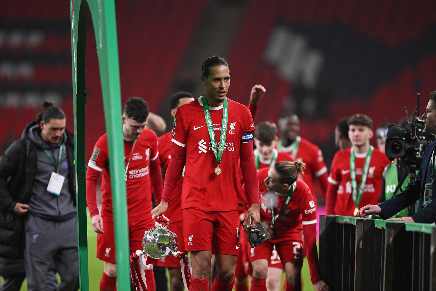 Virgil van Dijk with the Carabao Cup