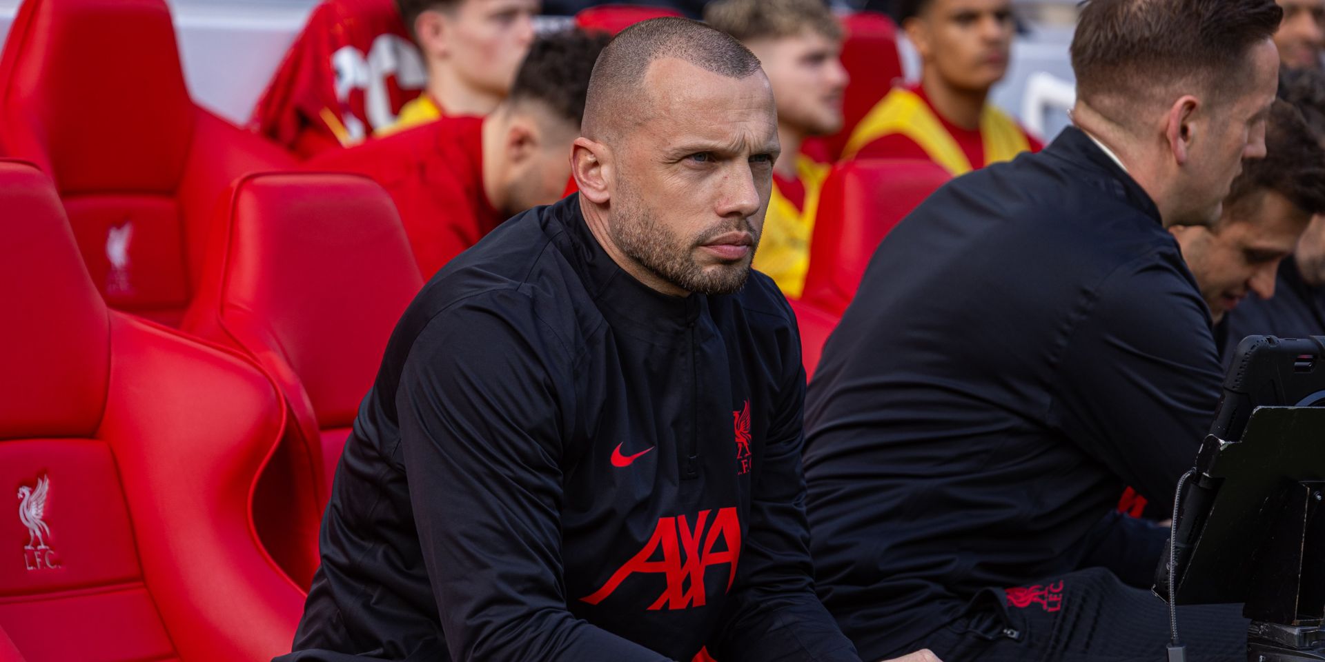 John Heitinga coaches Liverpool at Anfield