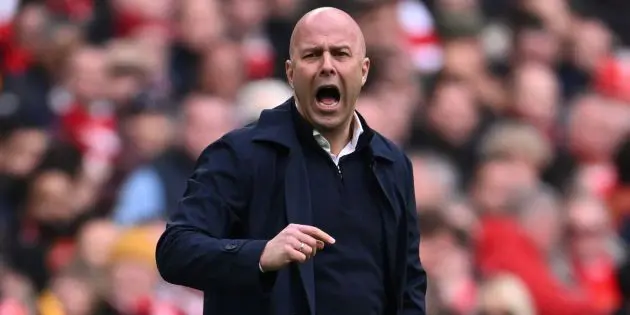 Arne Slot shouts at Wembley