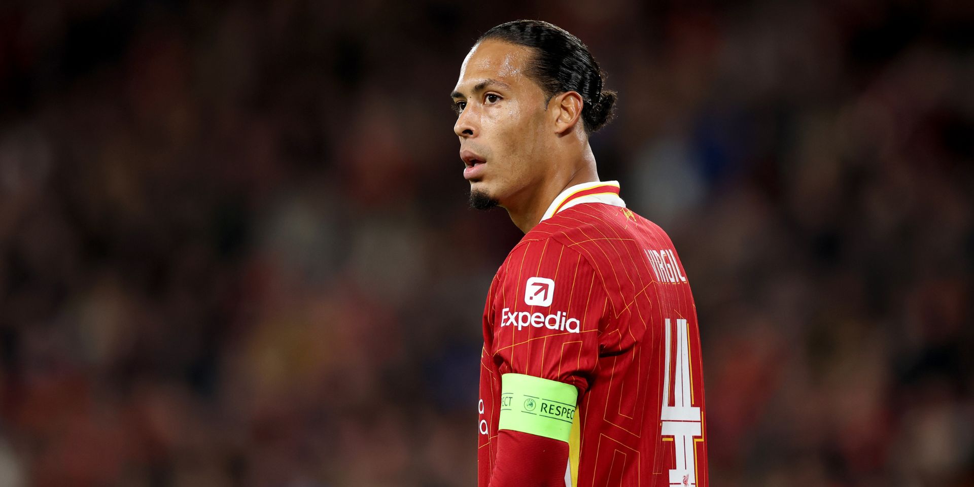 Virgil van Dijk in Champions League action at Anfield