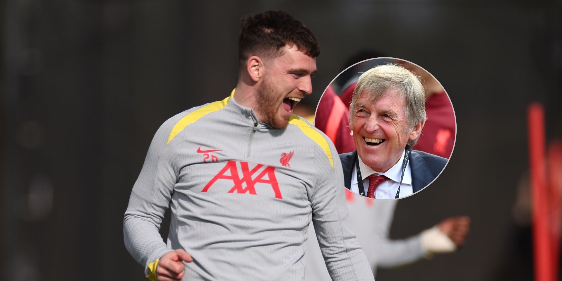Andy Robertson jokes in Liverpool training
