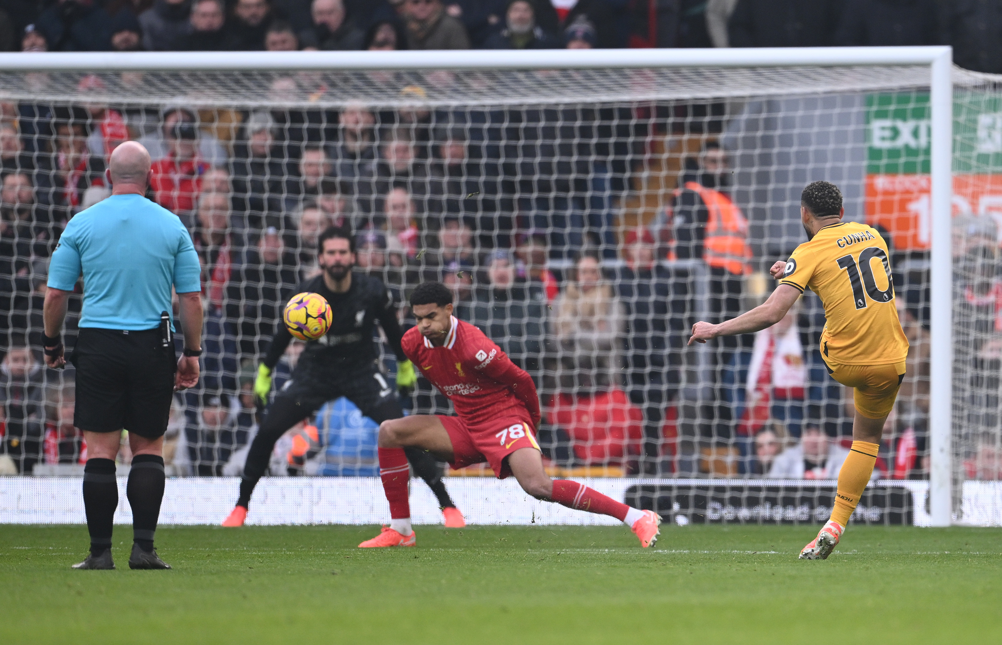 Matheus Cunha scored against Liverpool in February