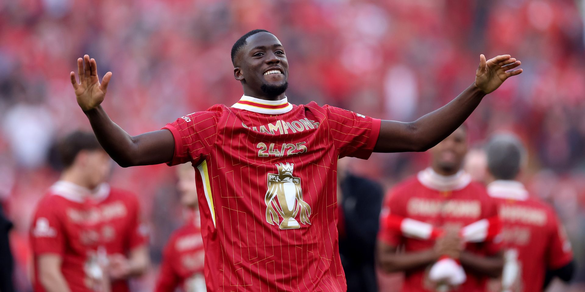 Ibou Konate celebrates winning the league