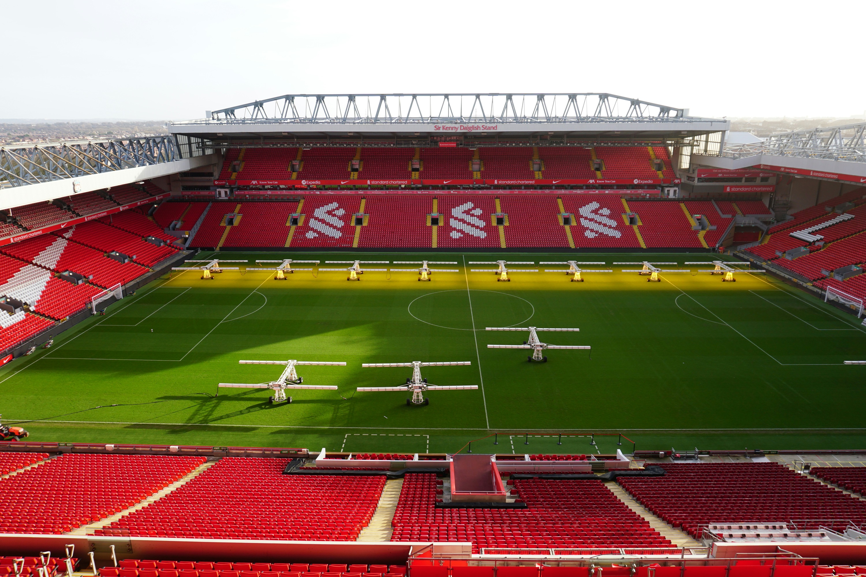 Anfield stadium being readied for play.