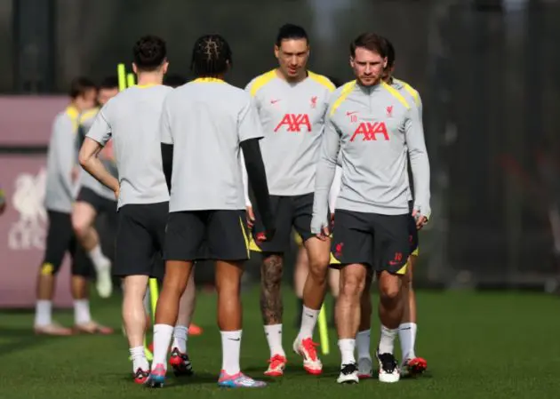 Alexis Mac Allister trained away from the Liverpool squad on Wednesday