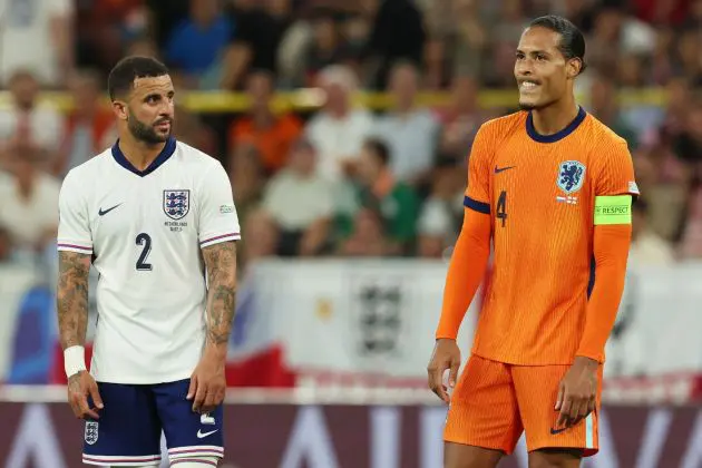 Virgil van Dijk and Kyle Walker during international action