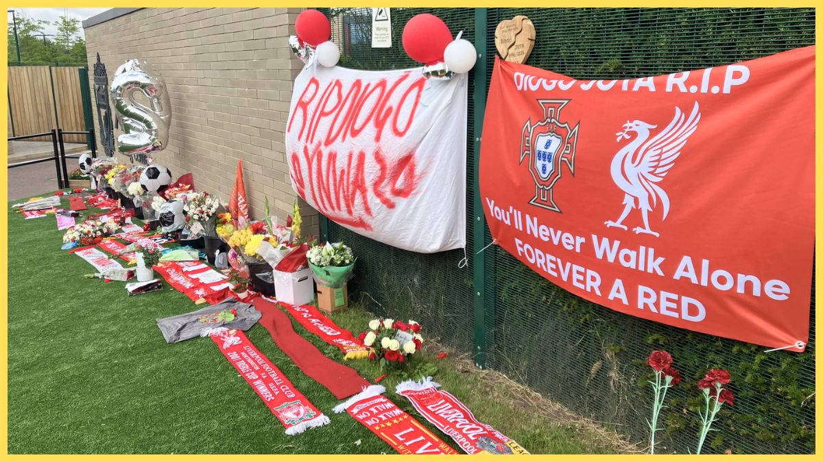 Tributes laid at the AXA Training Centre for Diogo Jota