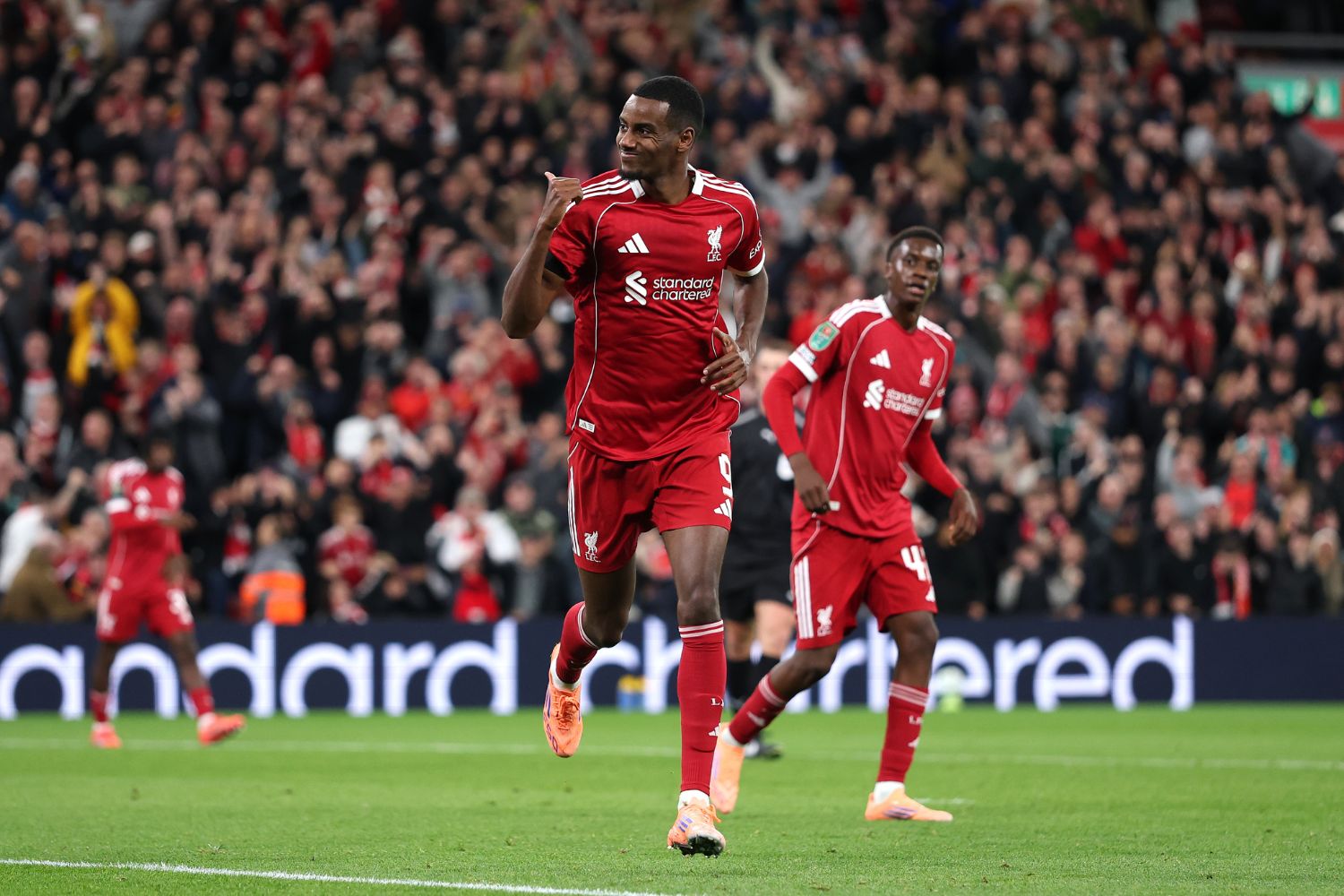 Alexander Isak celebrates for Liverpool