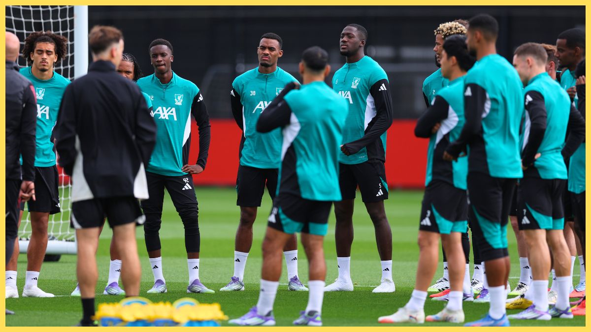 Liverpool squad in training before Champions League action