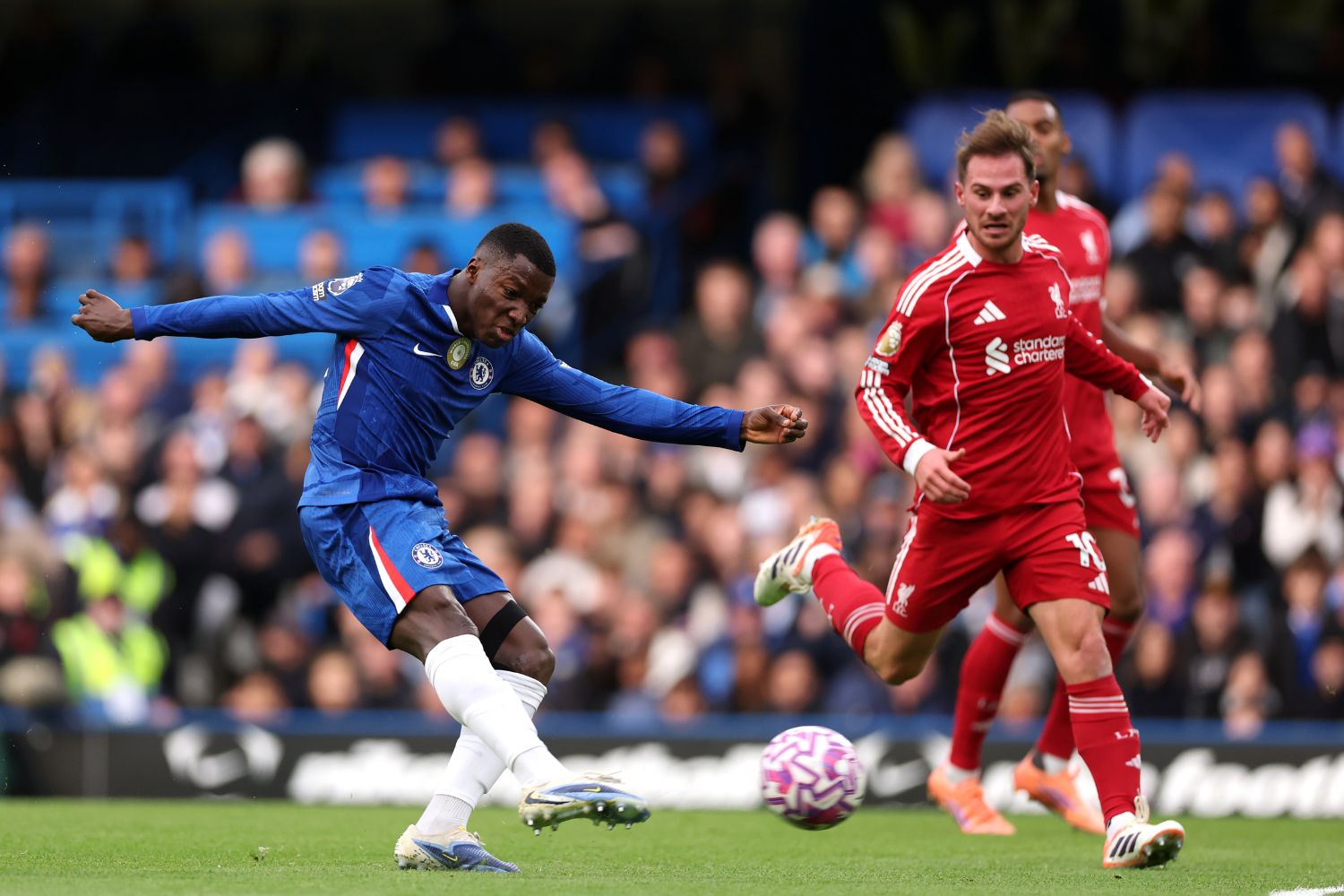 Moises Caicedo scores against Liverpool