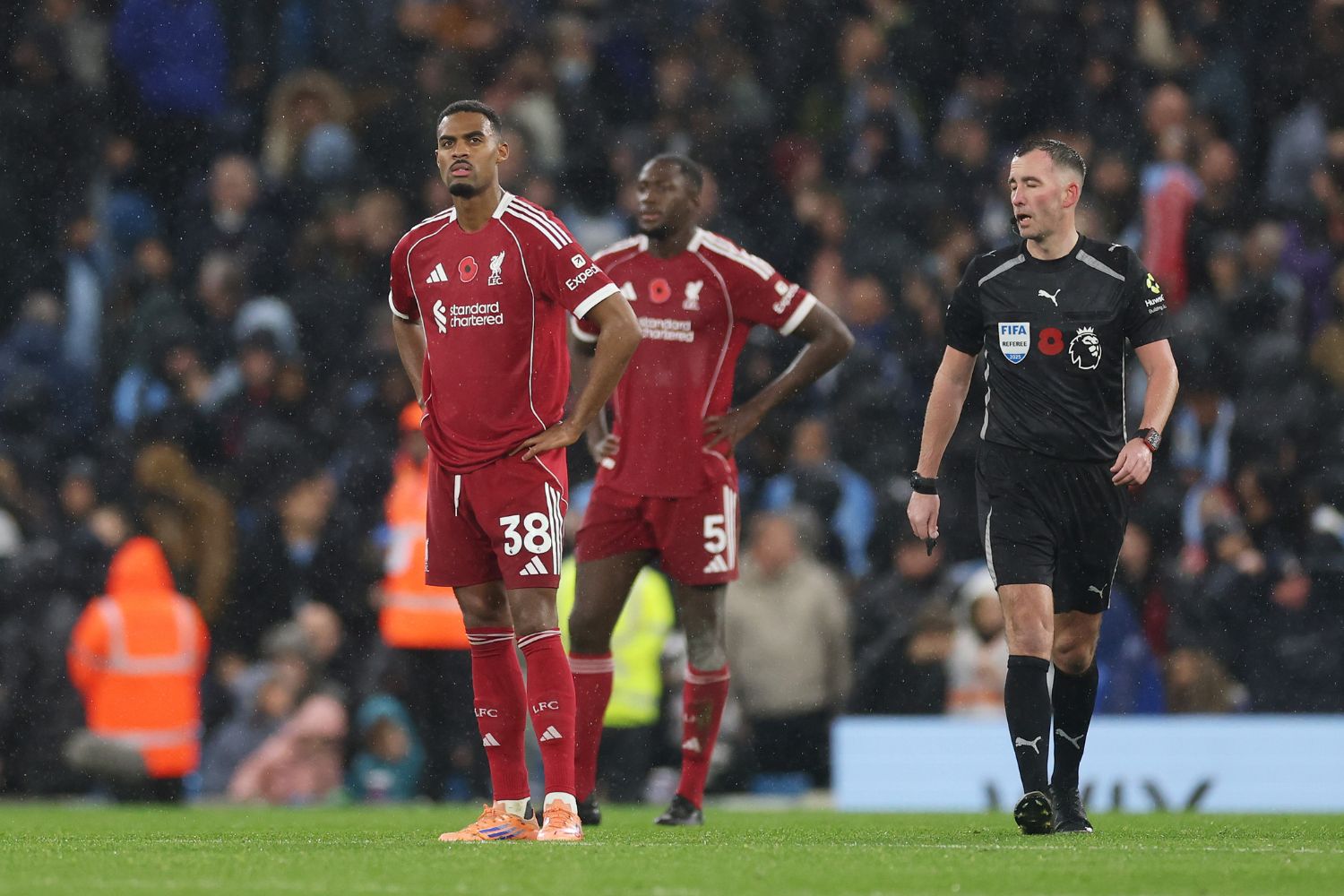 Ryan Gravenberch reacts against Manchester City
