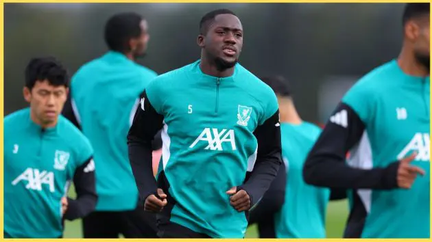 Ibou Konate trains for Liverpool