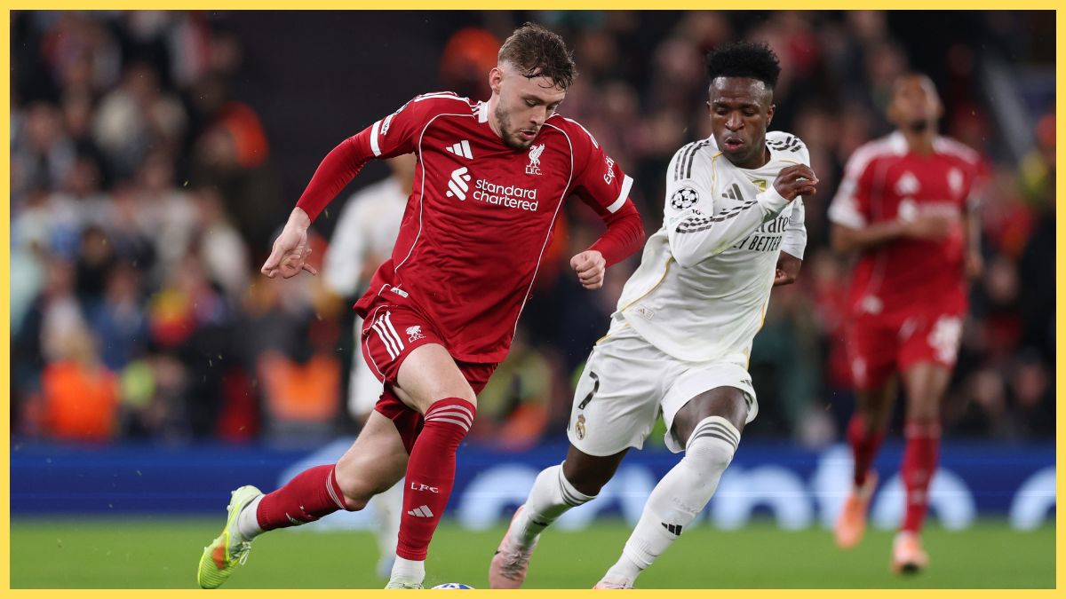 Conor Bradley against Vinicius Jr