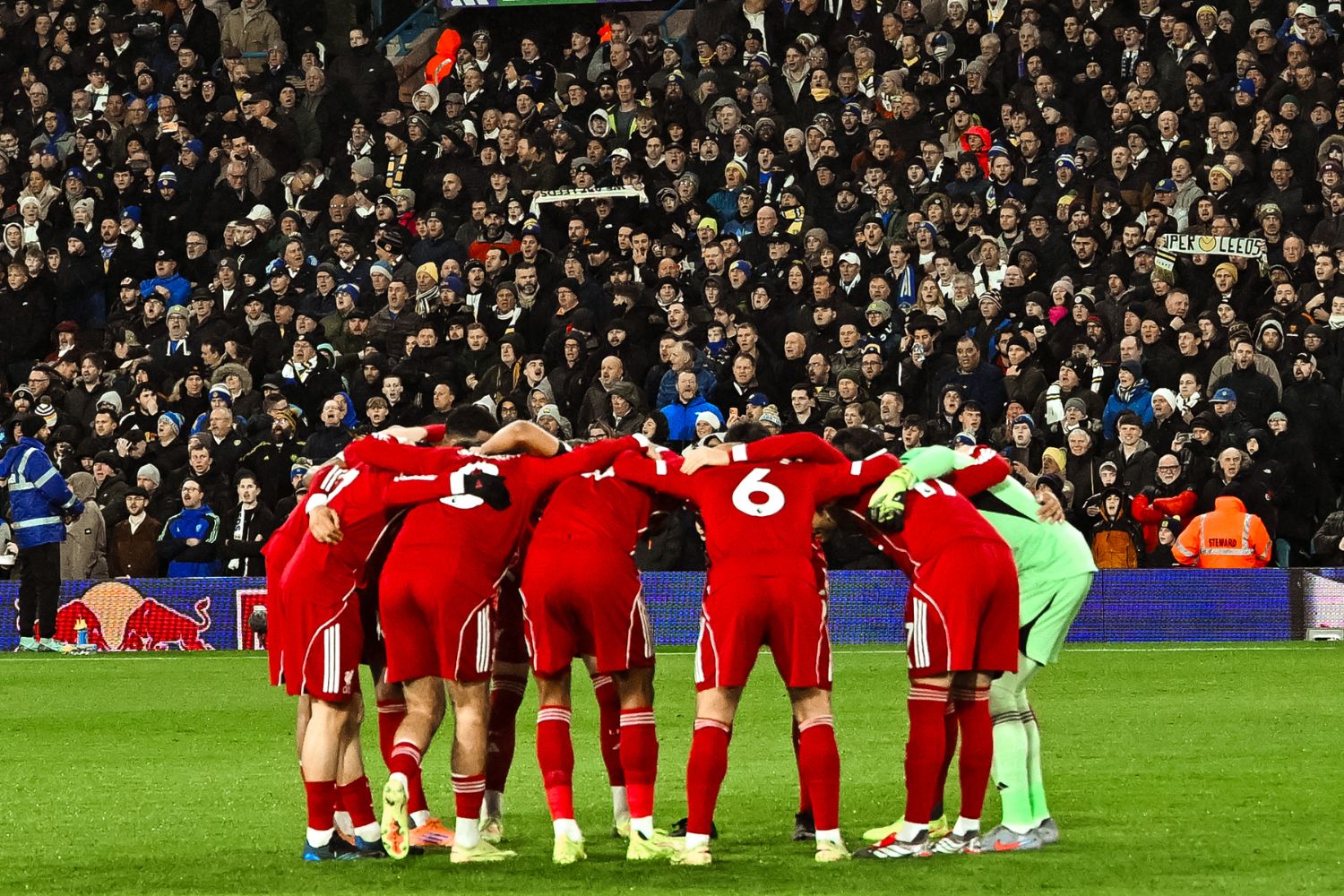 Liverpool squad before kick-off with Leeds United