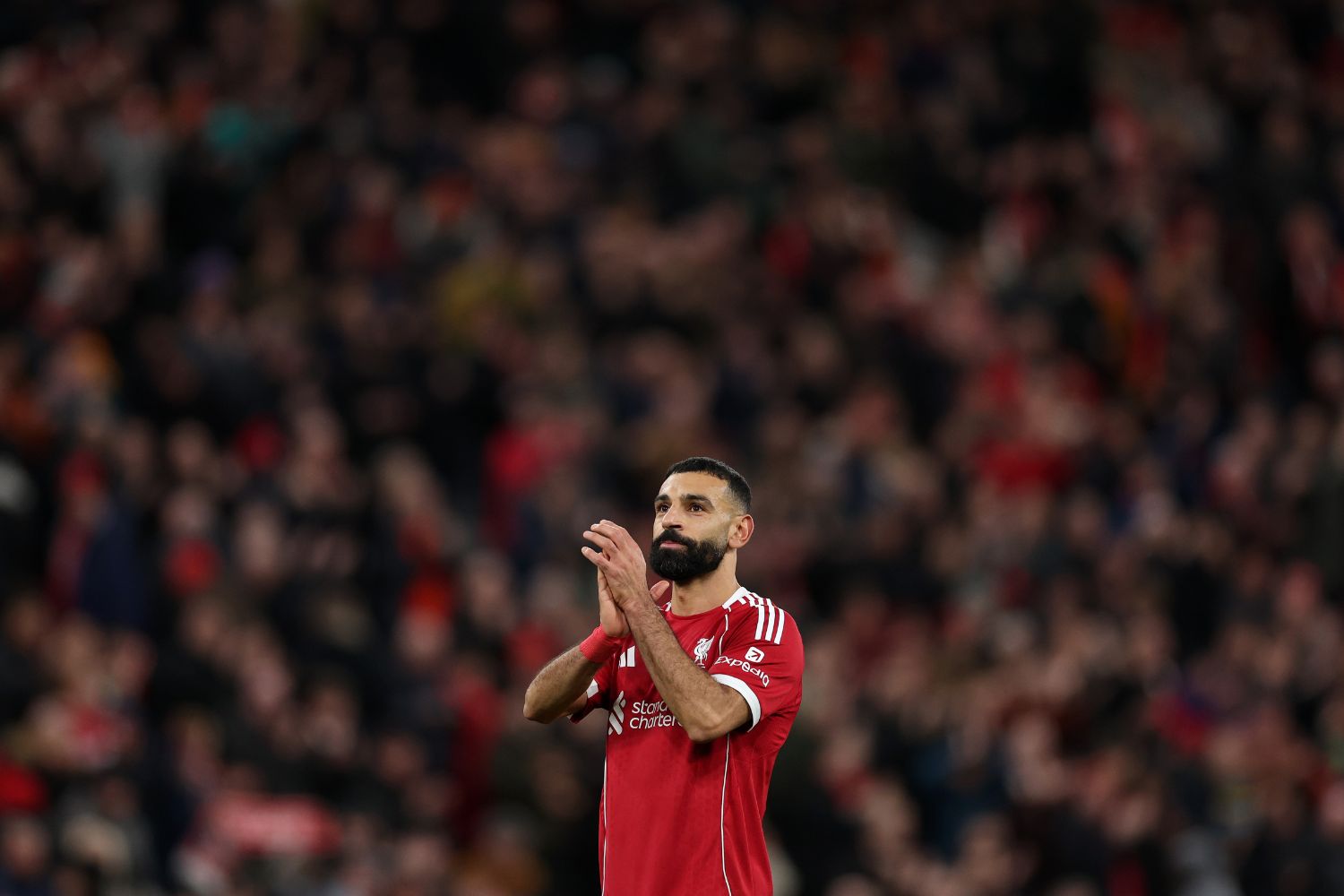 Mo Salah applauds Liverpool fans after Brighton