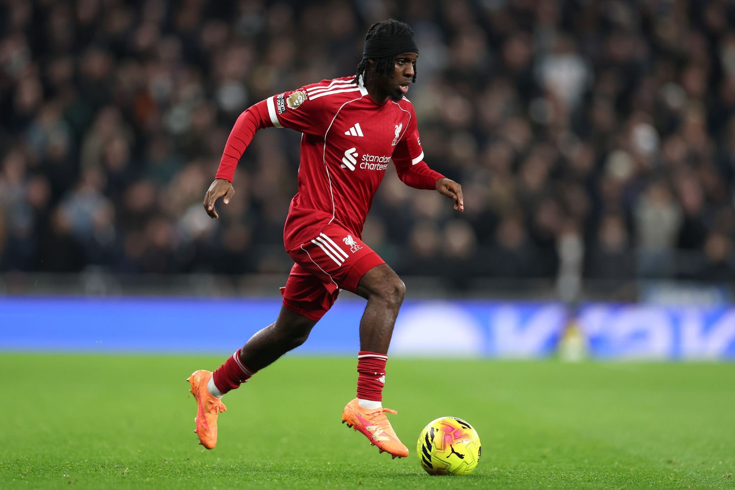 Jeremie Frimpong in action against Tottenham