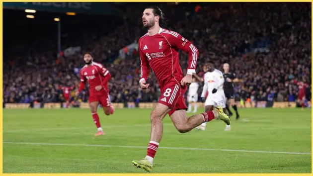 Dominik Szoboszlai celebrates scoring against Leeds