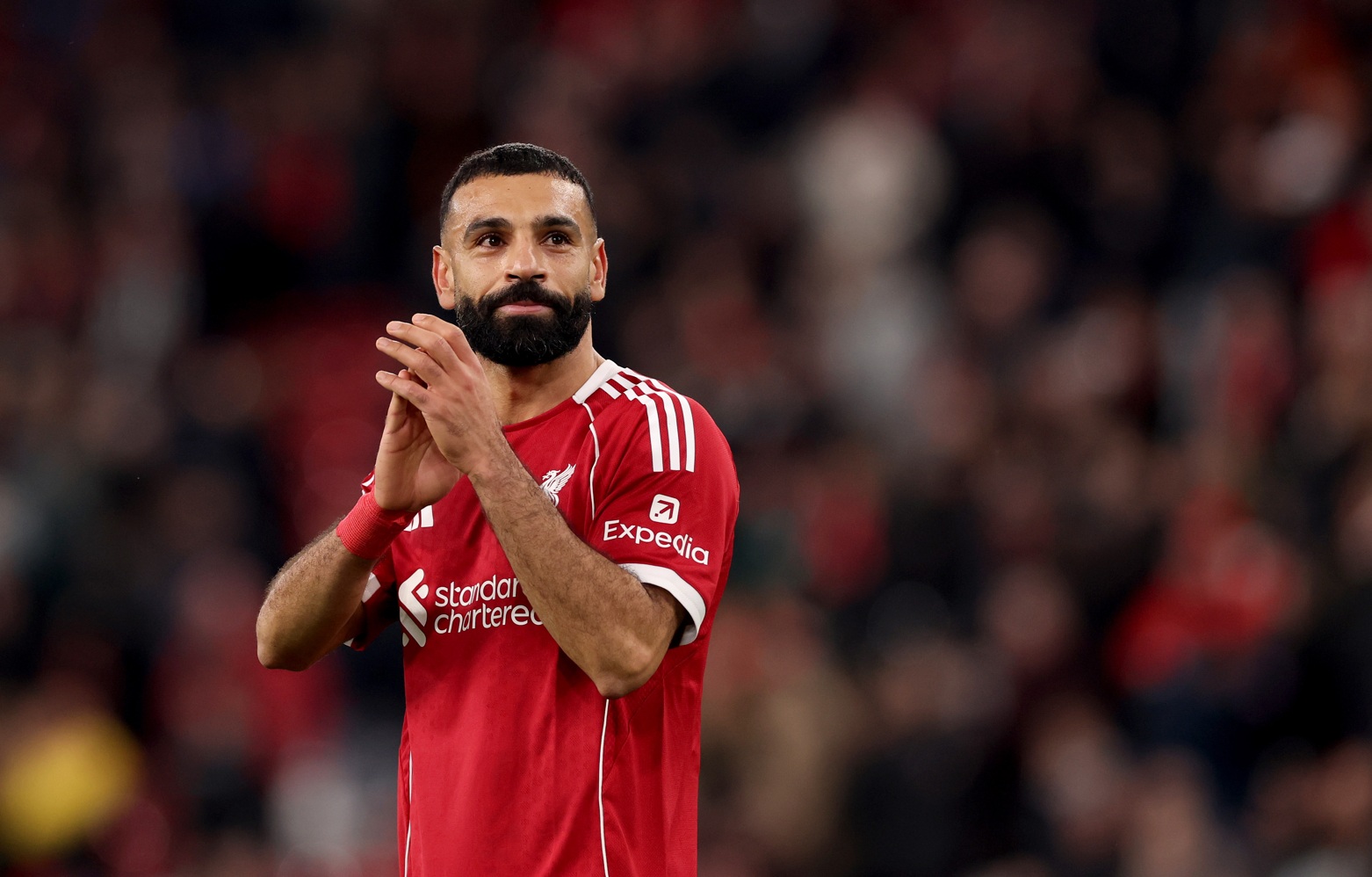 Mo Salah applauded the Liverpool fans at Anfield after the win over Brighton on Saturday