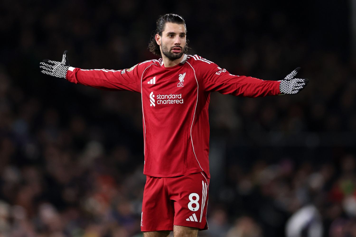 Dominik Szoboszlai of Liverpool reacts against Fulham