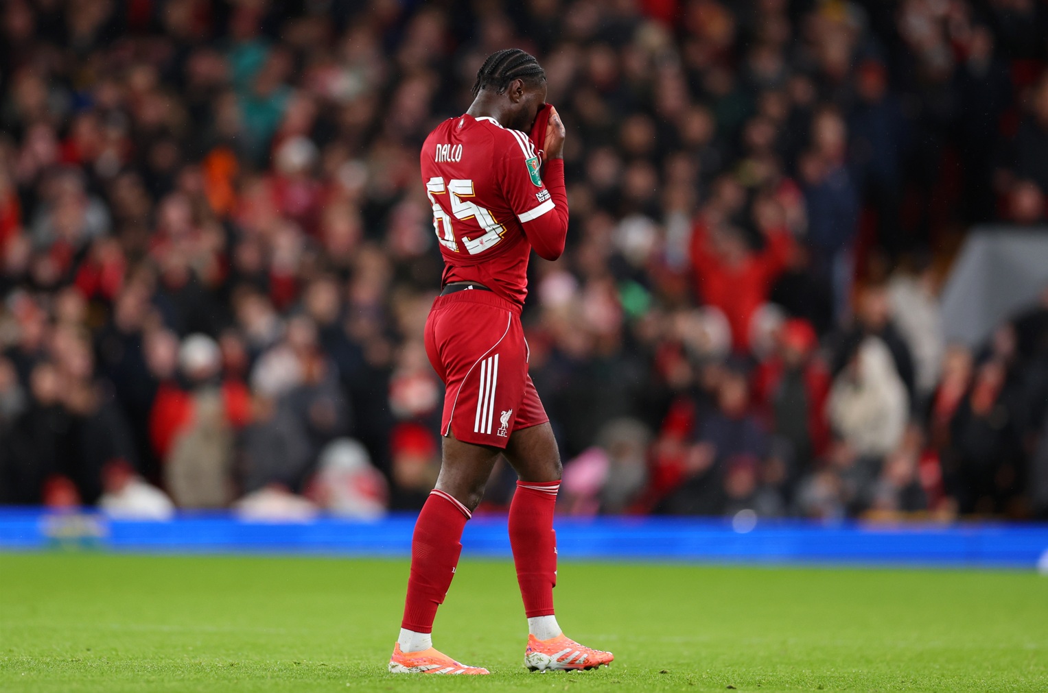 Amara Nallo was disconsolate after being sent off against Crystal Palace in October