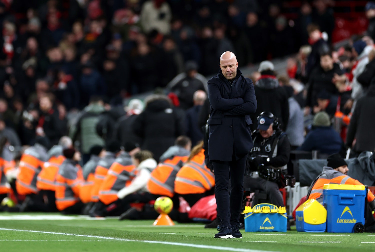Arne Slot reacts against Burnley