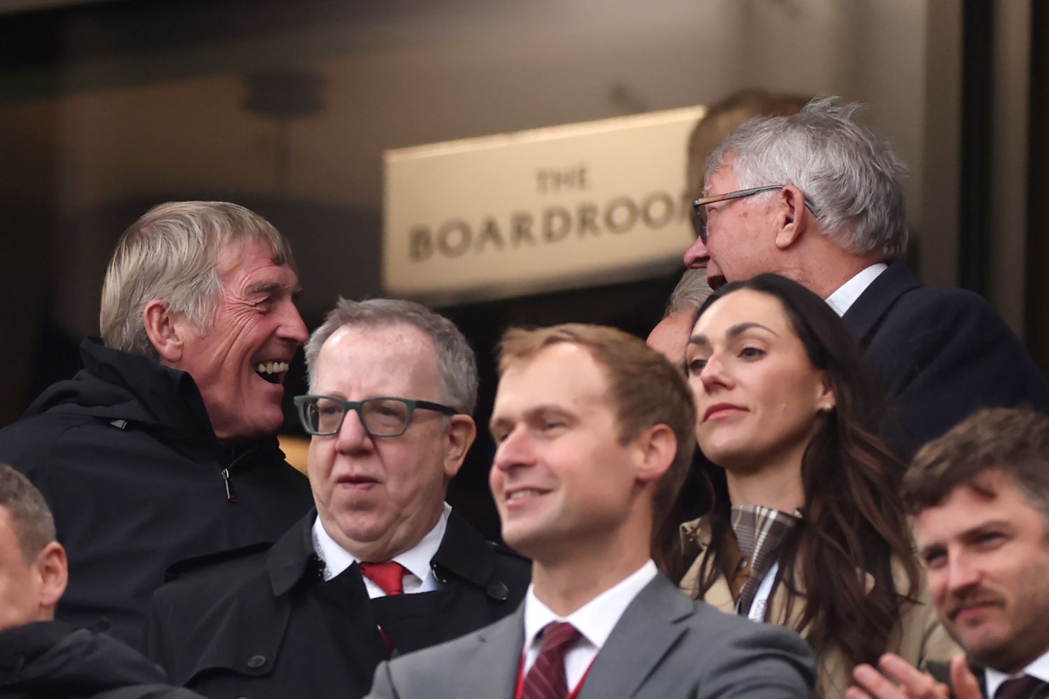 Kenny Dalglish and Alex Ferguson interact prior to the Premier League match between Liverpool and Manchester United