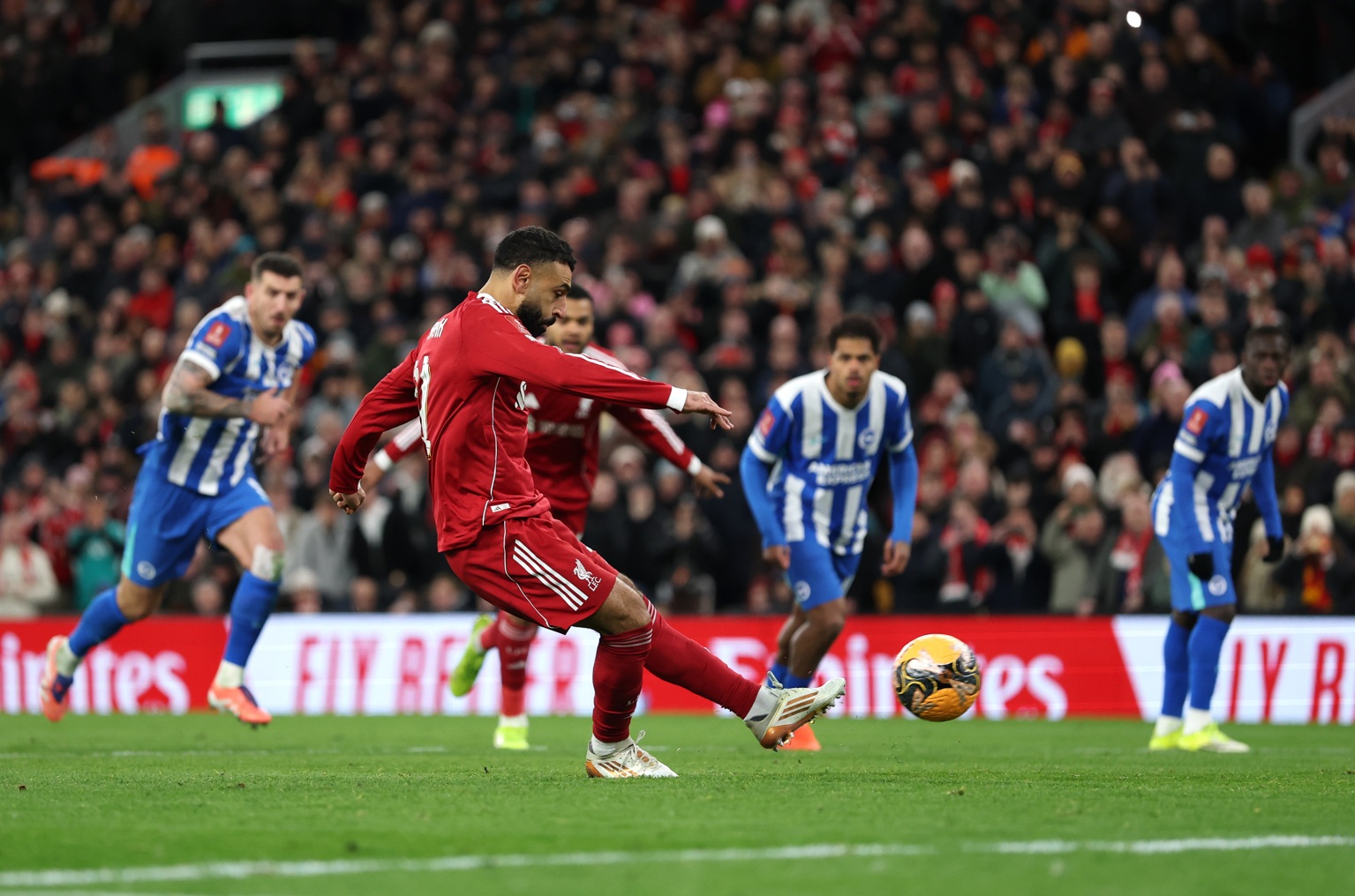 Liverpool defeated Brighton 3-0 to advance to the fifth round of the FA Cup