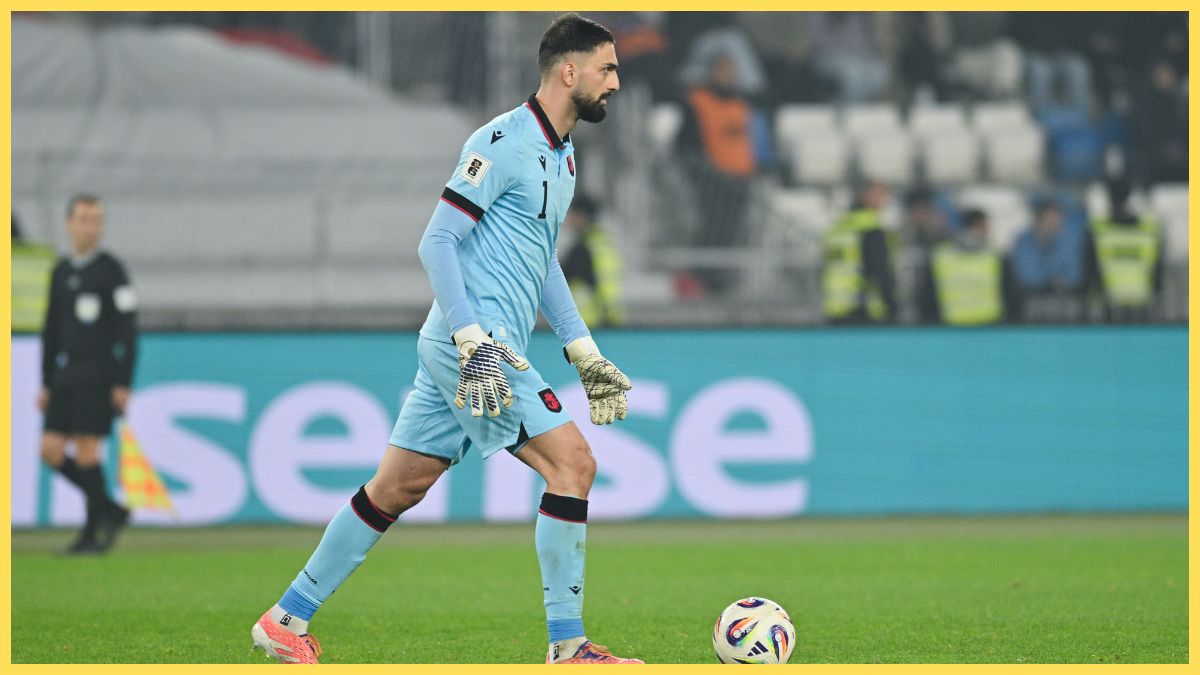 Giorgi Mamardashvili of Georgia in action during the FIFA World Cup 2026 qualifier match