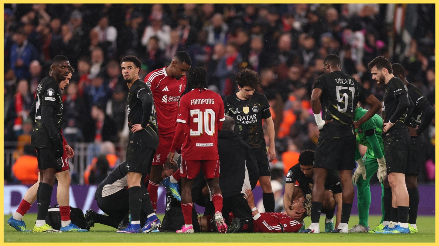 Hugo Ekitike suffered what looked a serious injury in Liverpool's defeat to PSG