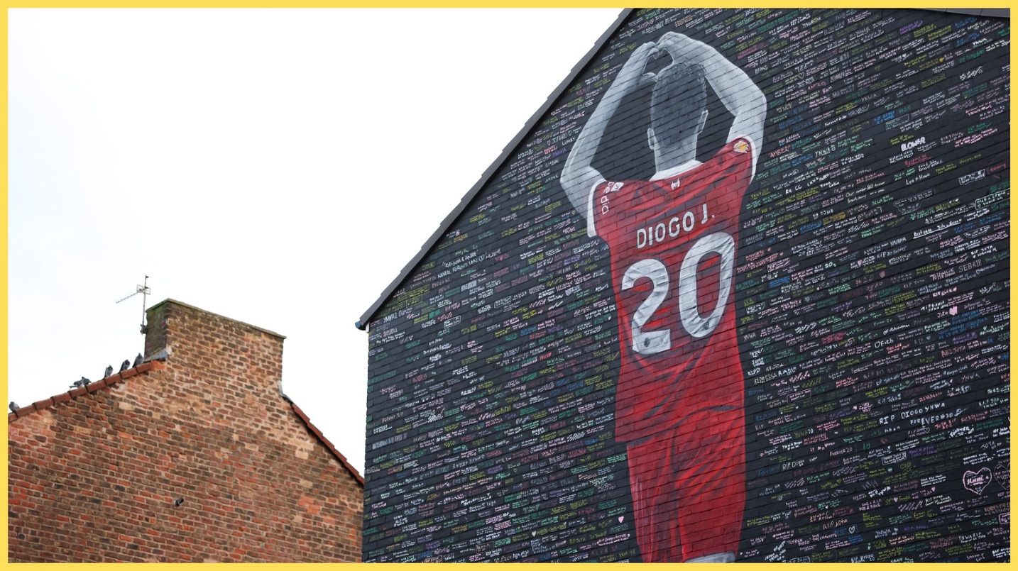 A mural in tribute to Diog Jota near Anfield
