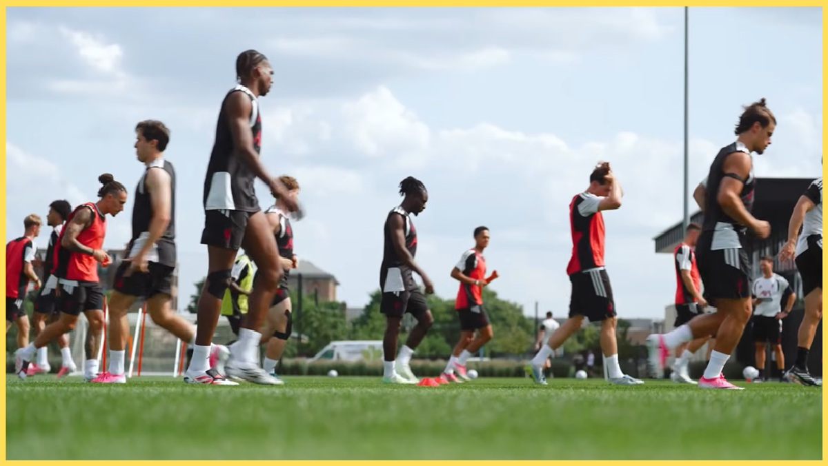 Liverpool players are put through their paces during training in Chicago