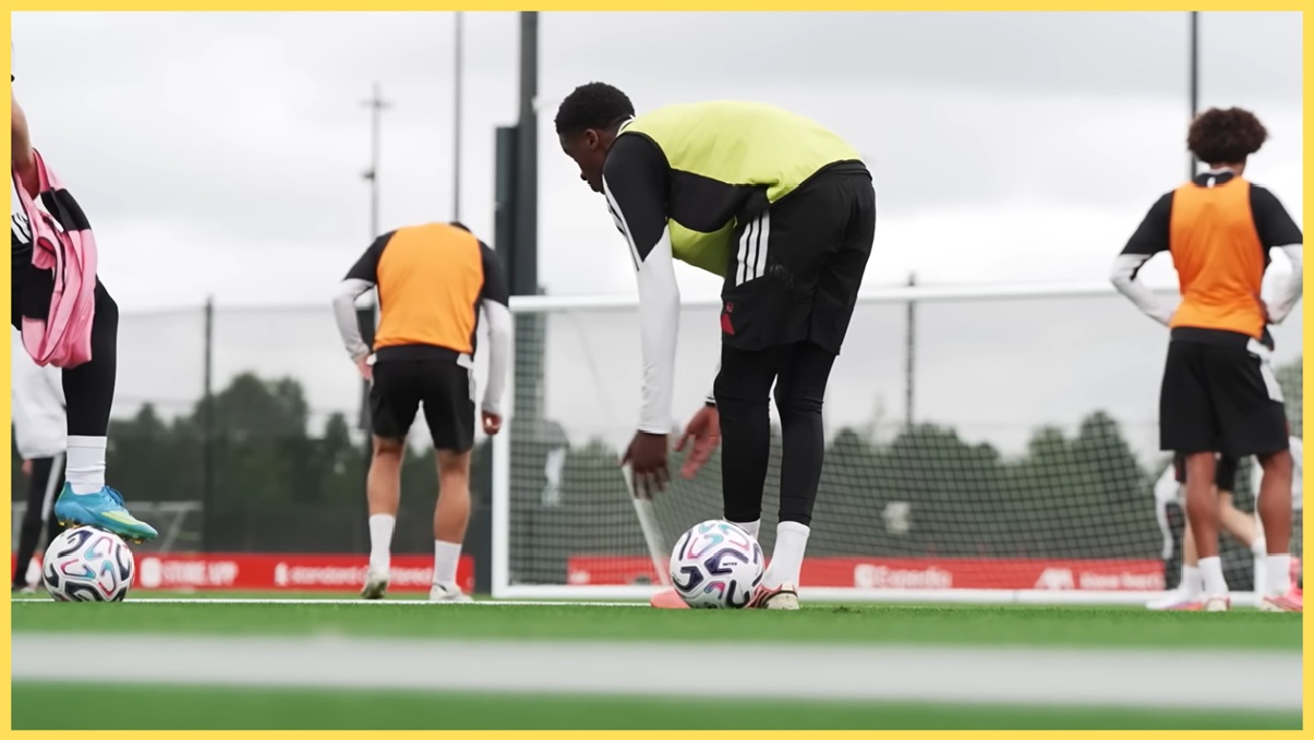 Liverpool players pictured during a training session