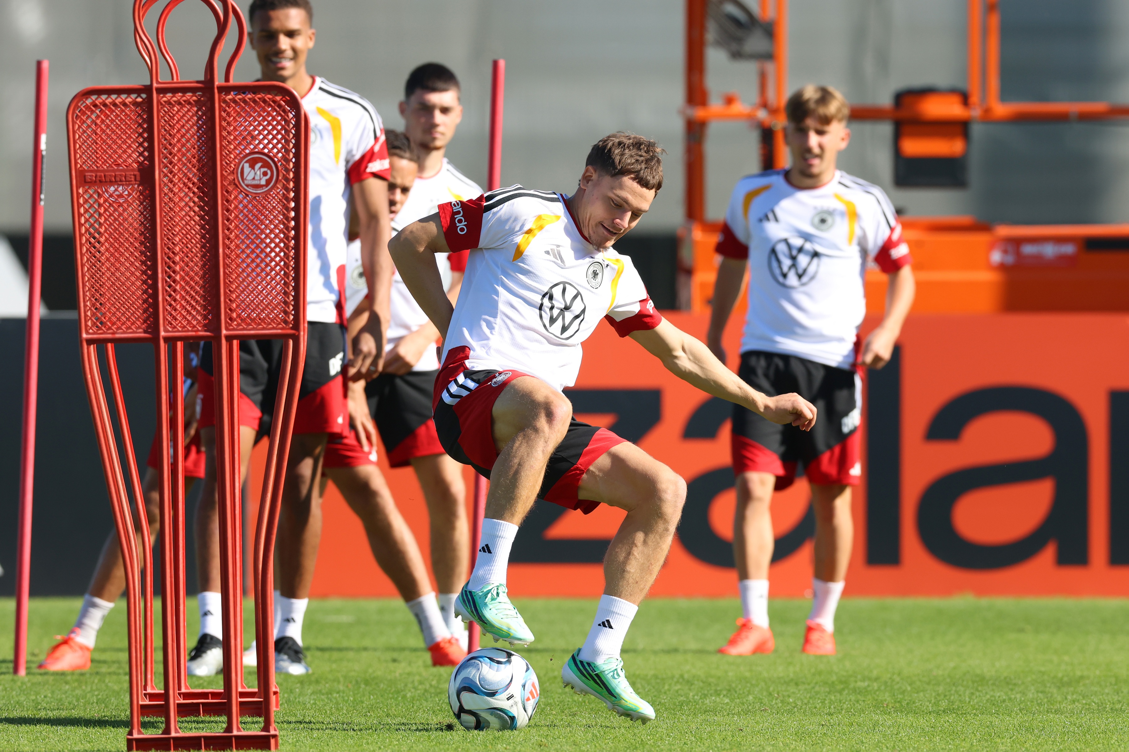 Florian Wirtz dribbles with the ball during Germany training session.