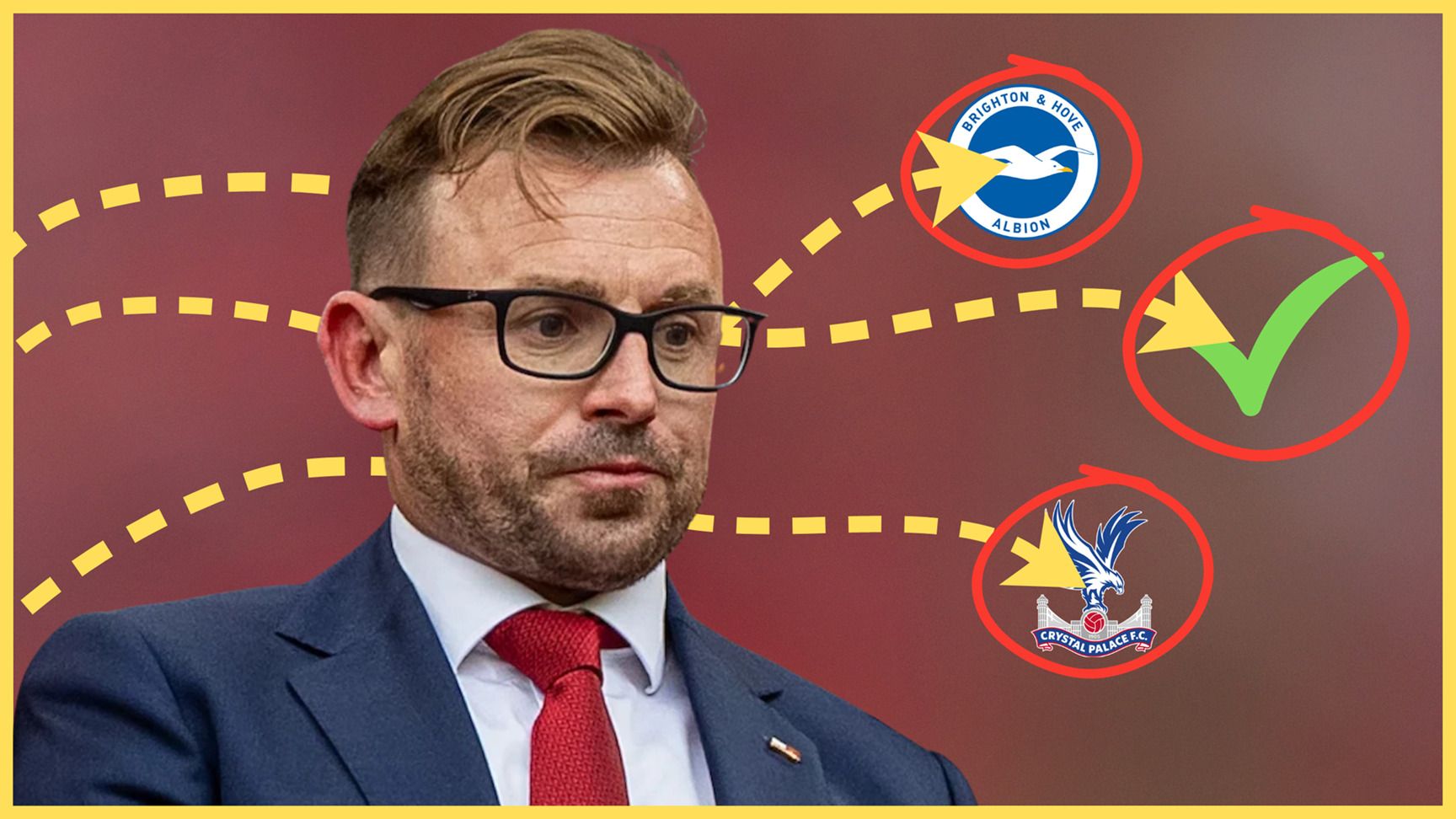 Liverpool sporting director to Julian Ward looks at red circles with two Premier League club badges.