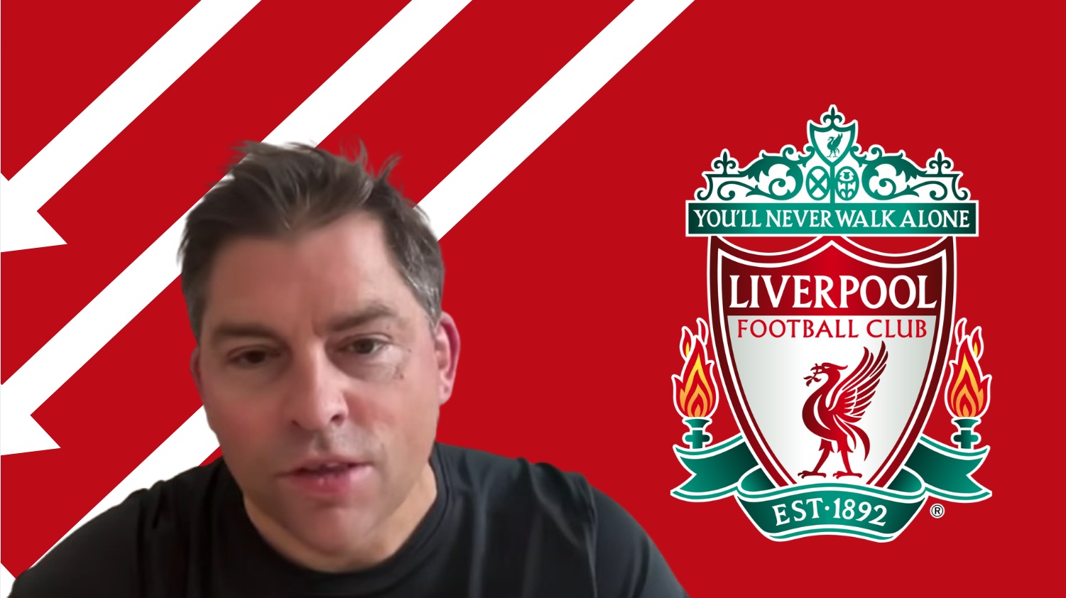 The Athletic's James Pearce pictured beside the Liverpool crest