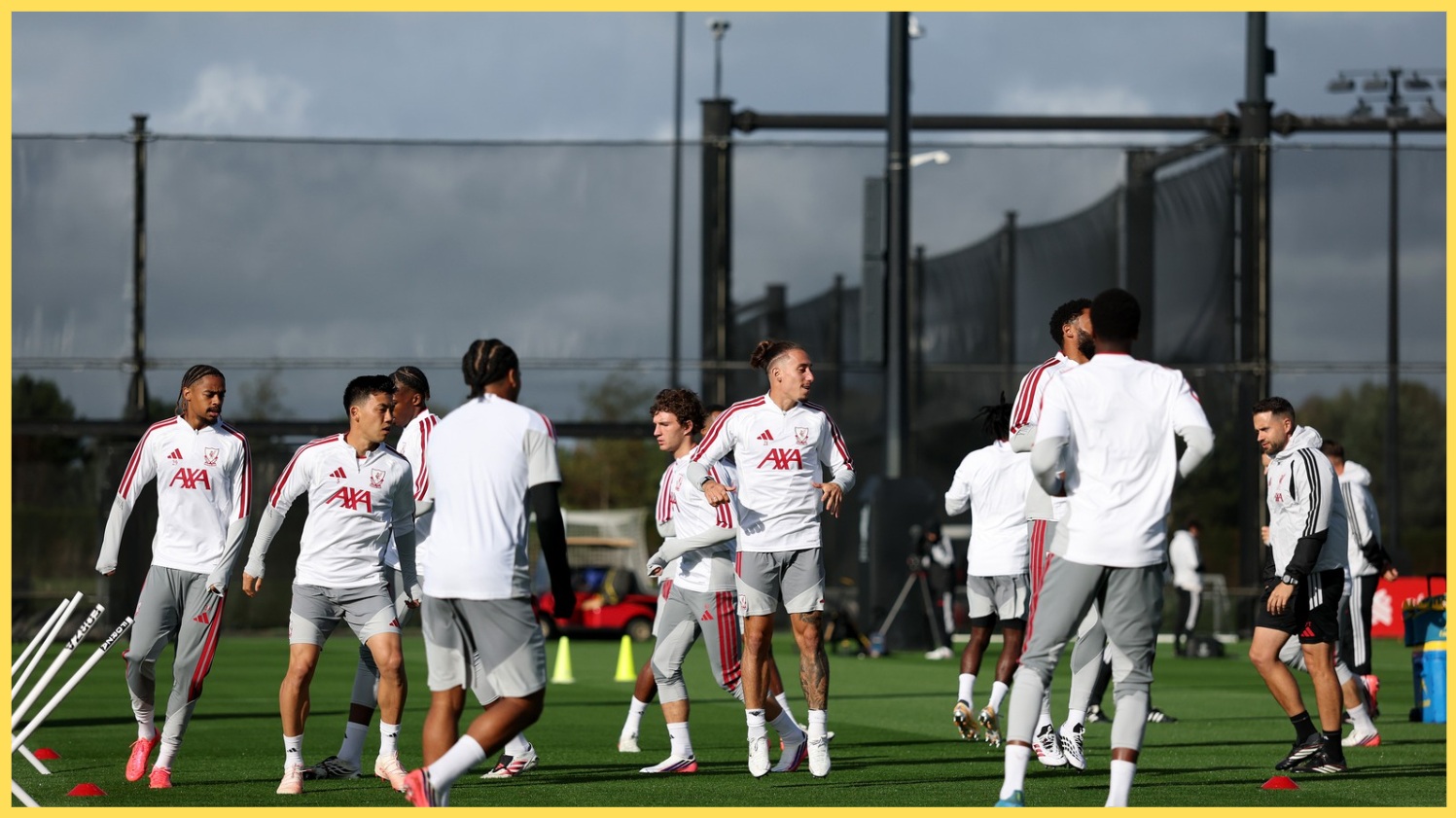 Liverpool players pictured during a training session