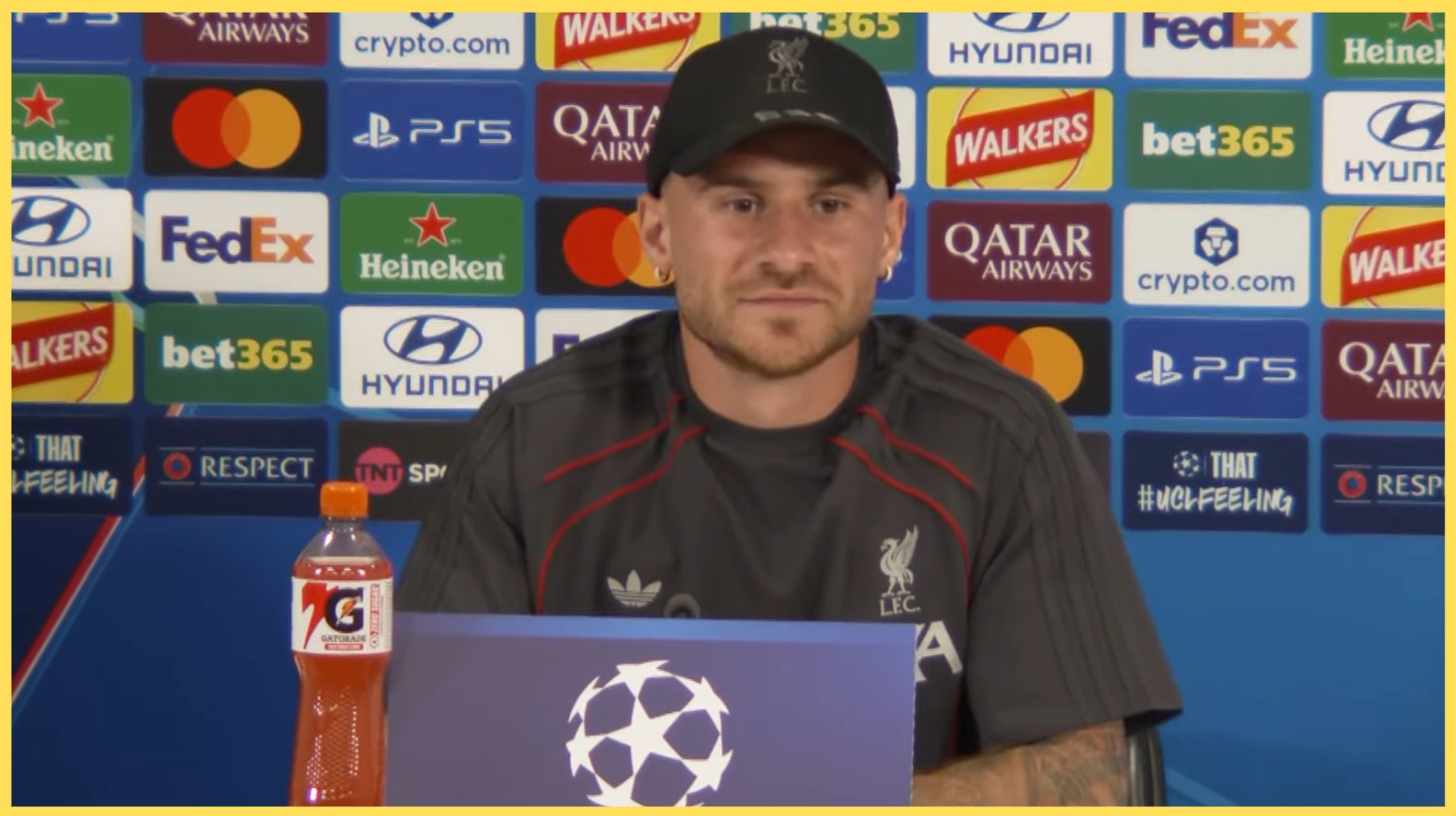 Alexis Mac Allister speaks at a pre-match press conference