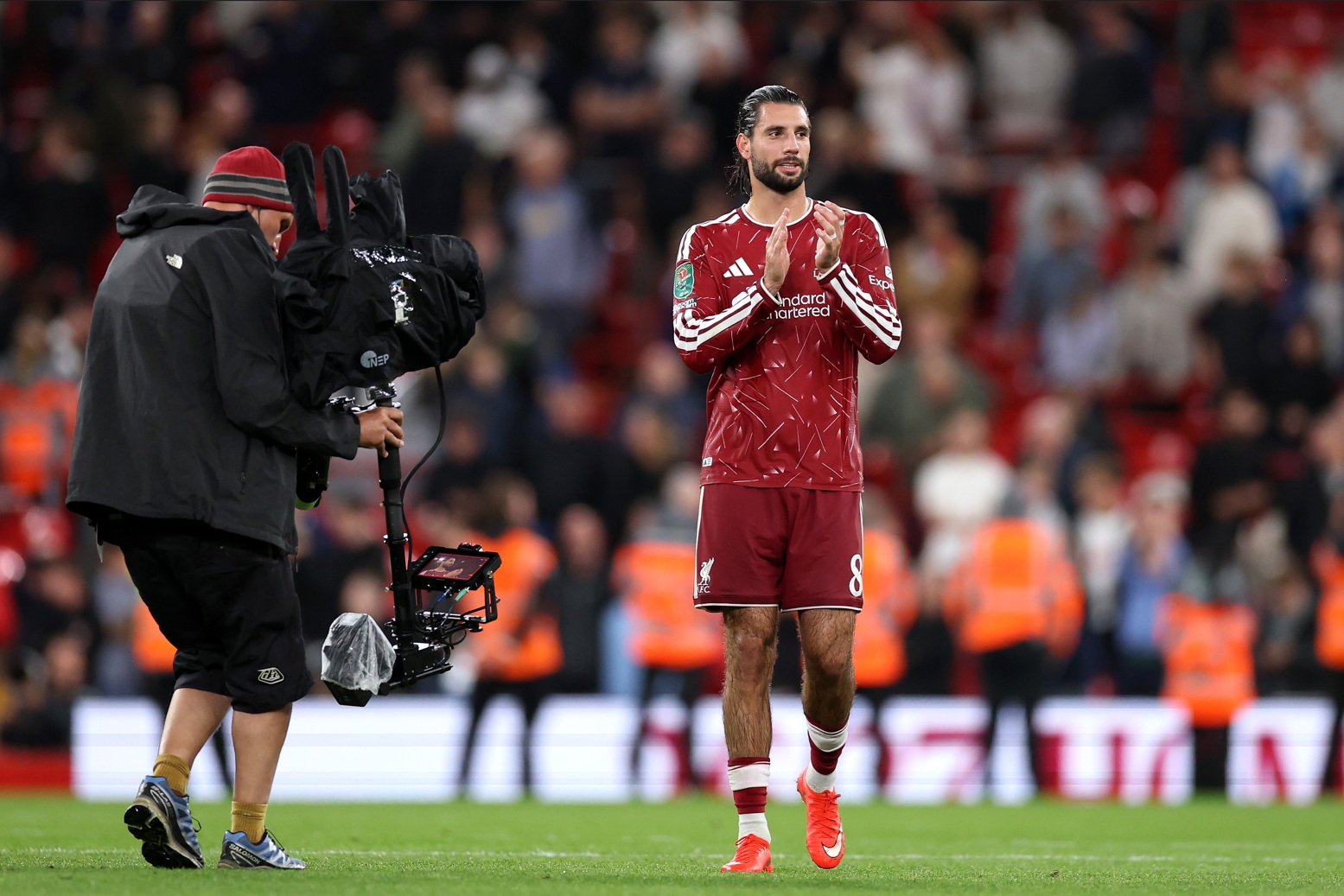 Dominik Szoboszlai applauds after Liverpool's win over Spurs in the Carabao Cup