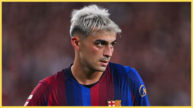 Pedri looks on during Barcelona game.