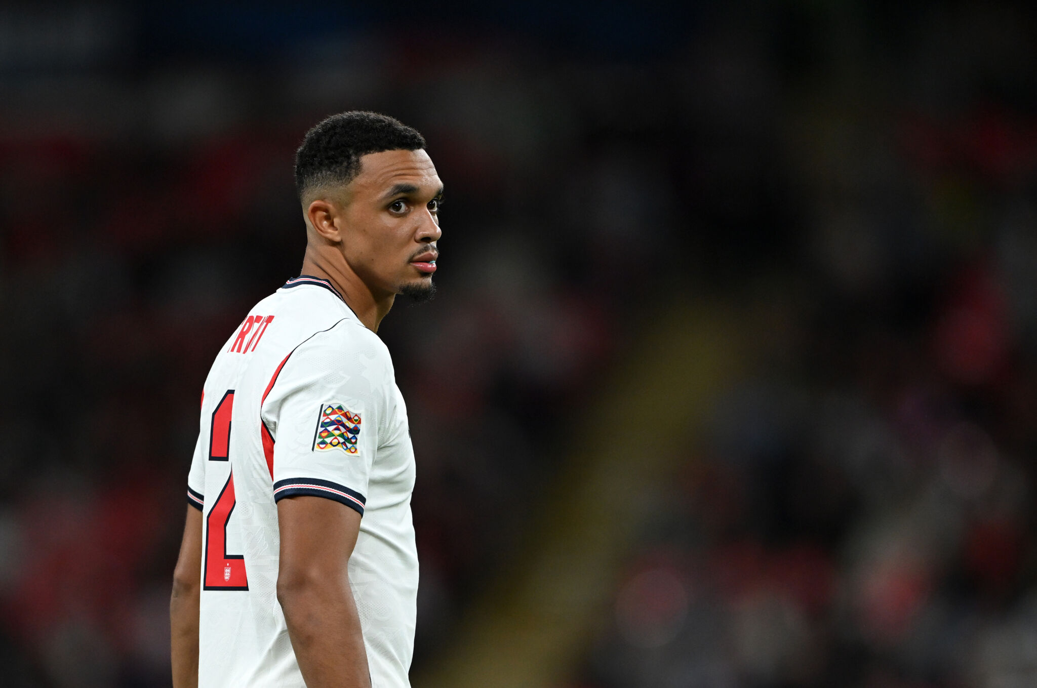 Trent Alexander-Arnold looks on during an England match