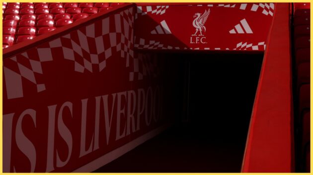 A picture of the entrance to the players' tunnel at Anfield