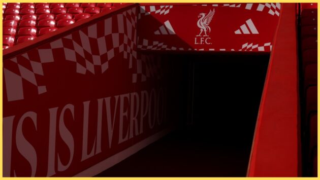 A picture of the entrance to the players' tunnel at Anfield